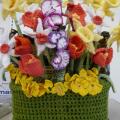 Knitted pot of flowers