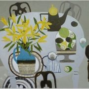 Yellow Lilies & Stripe Jug